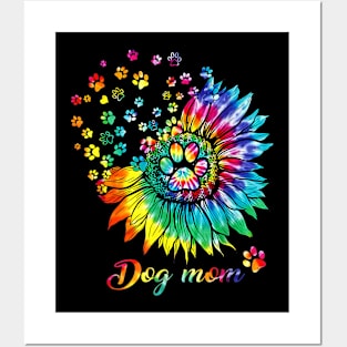 Dog Mom Spiral Dog Paws Prints Tie Dye, Hippie Dog Posters and Art